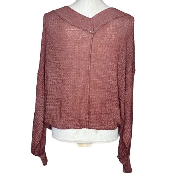 We The Free Wm’s Sz Med Cinnamon Off The Shoulder V Neck Thermal Shirt - Picture 5 of 6